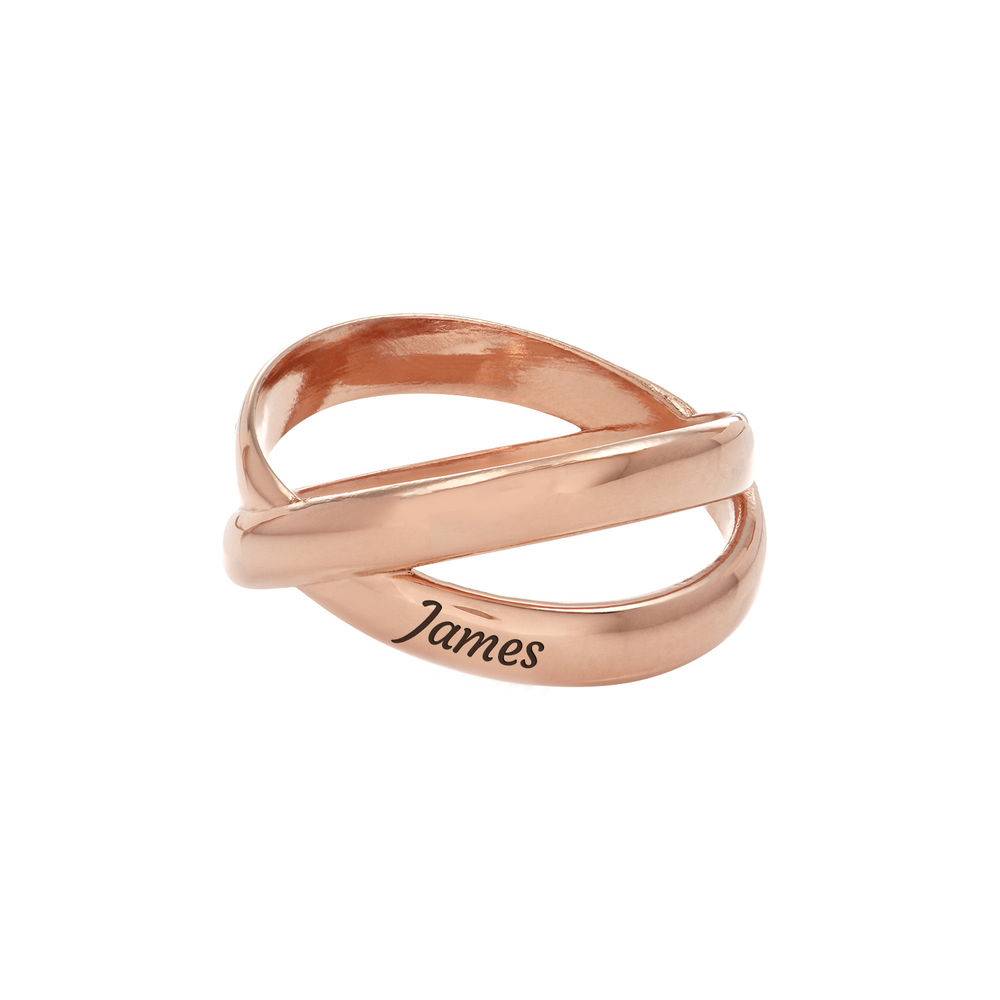 Custom Criss Cross Ring in 18k Rose Gold Plating-2 product photo