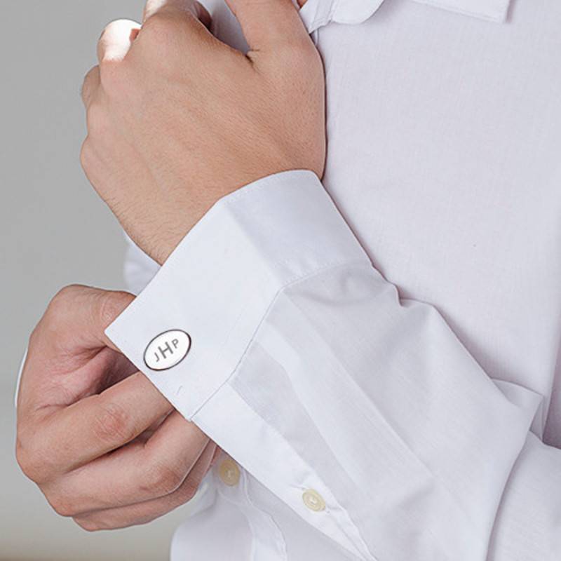 Personalised Cufflinks Plated with Rhodium in Sterling Silver-1 product photo