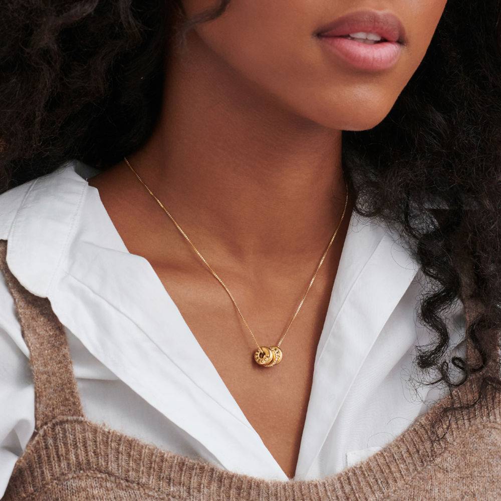 Collana con perline incise personalizzate in Oro Vermeil 18k-5 foto del prodotto