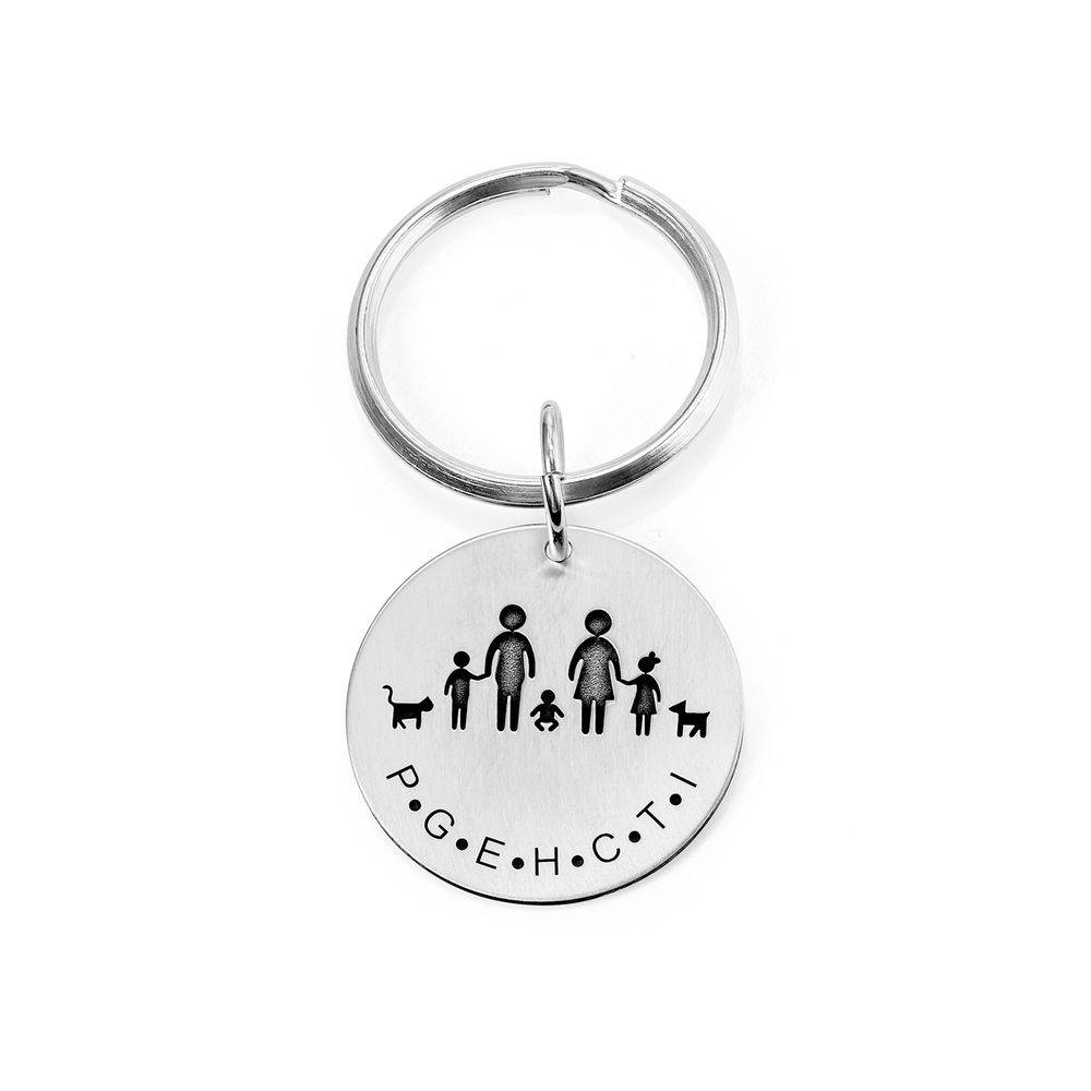 Custom Engraved Initials Keychain in Sterling Silver product photo
