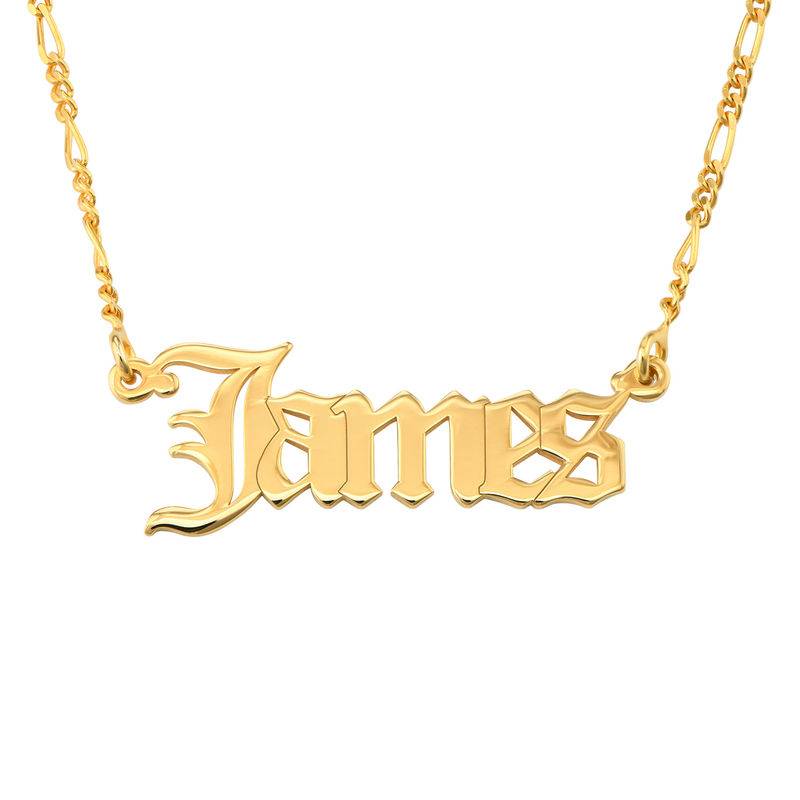 Custom Gothic Name Necklace in 18K Gold Plating product photo