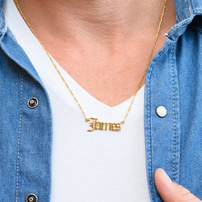 Custom Gothic Name Necklace in 18K Gold Plating-5 product photo