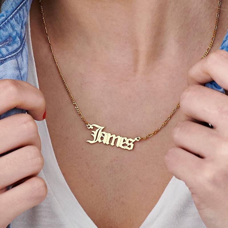 Custom Gothic Name Necklace in 18K Gold Plating-6 product photo