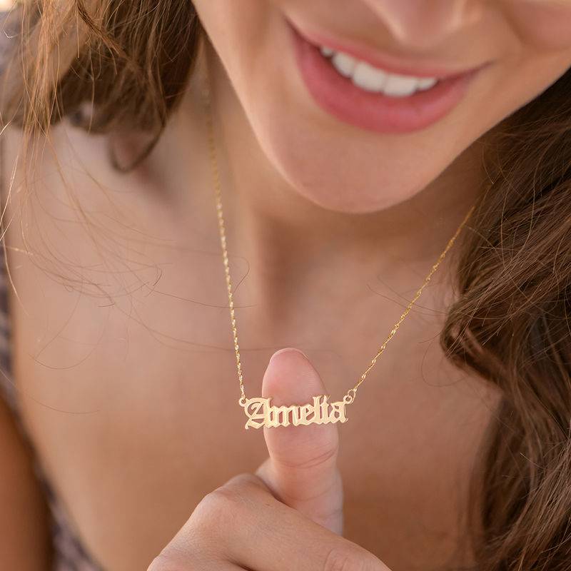 Custom Gothic Name Necklace in 18K Gold Plating-2 product photo