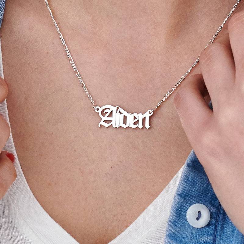 Custom Gothic Name Necklace in Sterling Silver-1 product photo