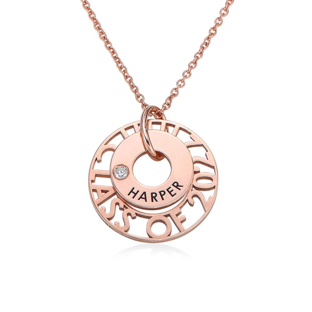 Custom Graduation Pendant Necklace with Cubic Zirconia in Rose Gold Plating-3 product photo