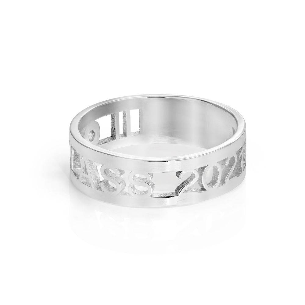 Custom Graduation Ring with Diamond in Sterling Silver-3 product photo