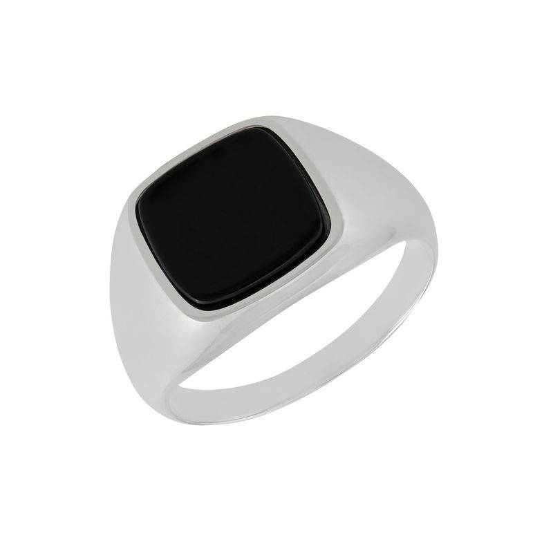 Custom Onyx Stone Signet Ring in Sterling Silver for Men-3 product photo