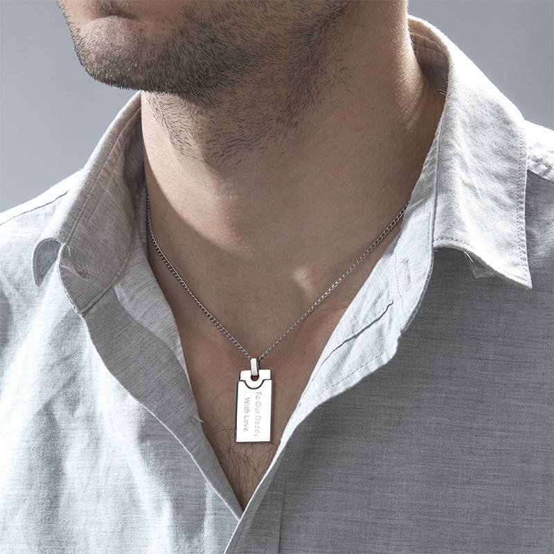 Custom Rectangular Dog Tag Necklace for Men in Stainless Steel-2 product photo