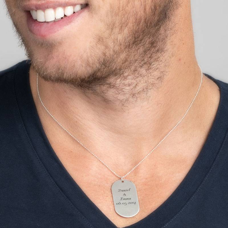 Custom Script Dog Tag Necklace in Sterling Silver product photo
