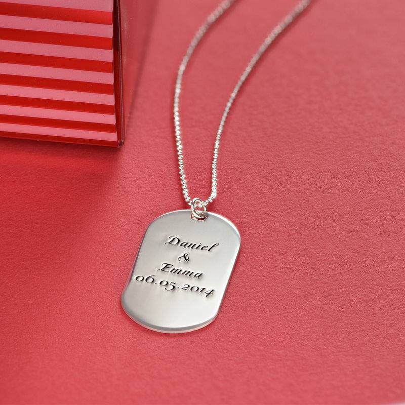 Silver Script Font Dog Tag Necklace product photo