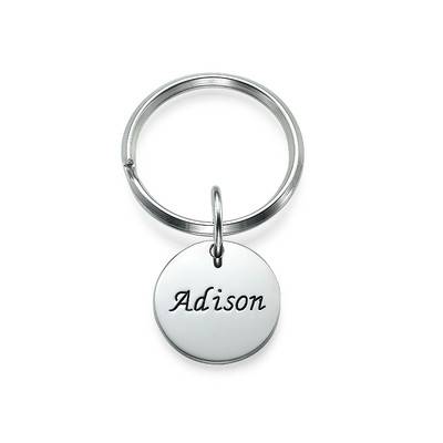 Engraved Keyring in Sterling Silver in Heart, Circle, Clover shape-2 product photo