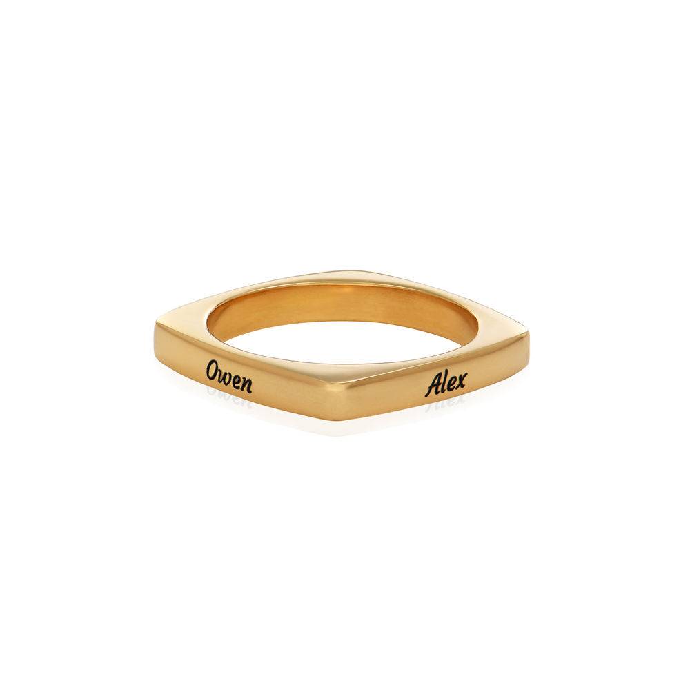 Quadratischer Ring mit Gravur in vergoldetem Silber Produktfoto