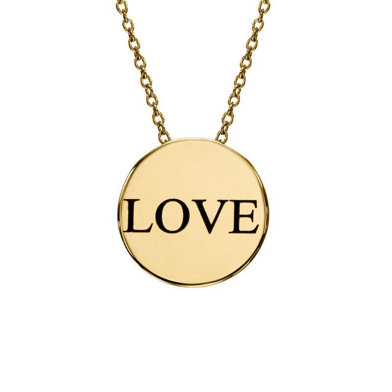 Custom Thick Disc Necklace in Gold Plating product photo