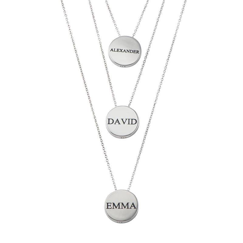 Personlig halskæde med cirkel og zirconia sten i sølv-3 produkt billede