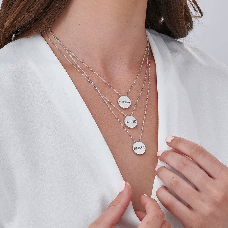 Custom Thick Disc Necklace in Sterling Silver-6 product photo