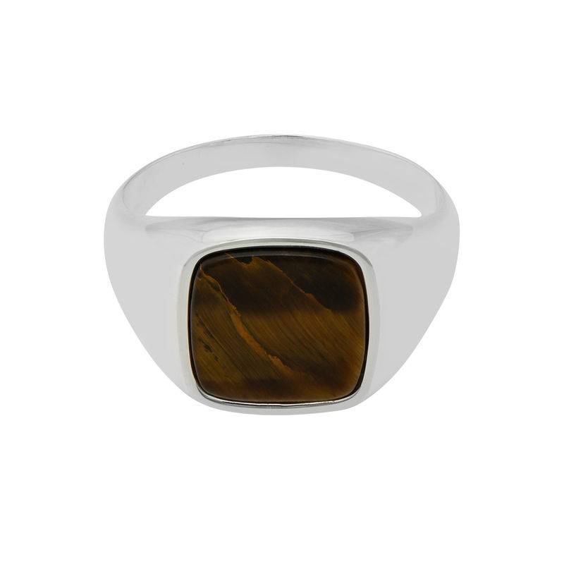 Custom Tiger Eye Signet Ring in Sterling Silver for Men-3 product photo