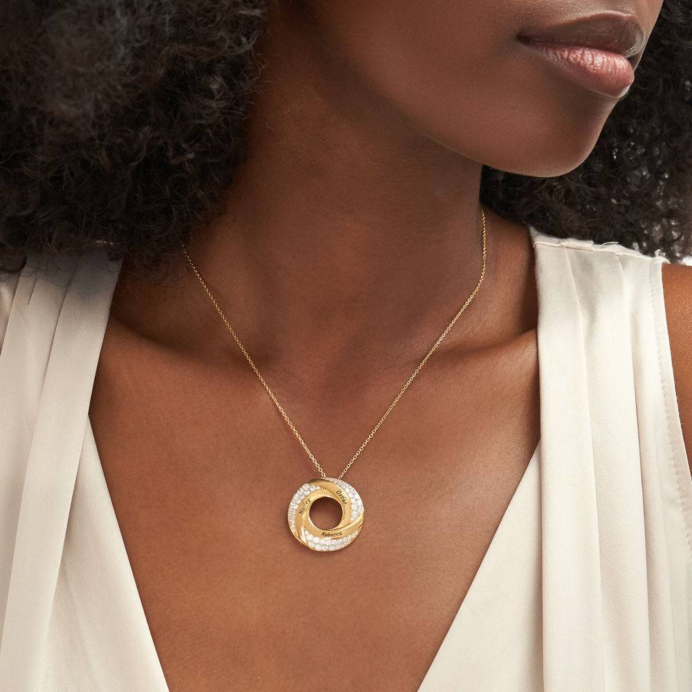 Custom Twist Circle Necklace with Pave Zirconia in 18k Gold Plating-1 product photo
