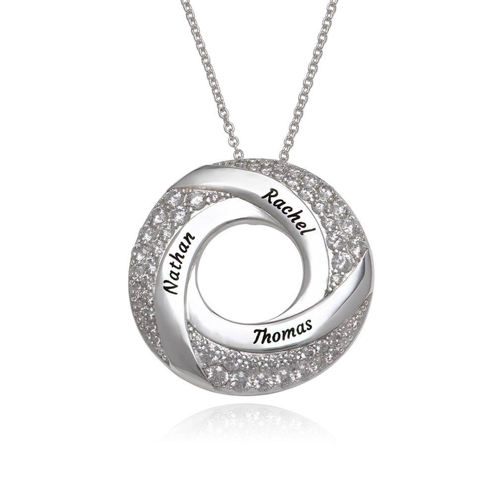 Custom Twist Circle Necklace with Pave Zirconia in Sterling Silver-1 product photo