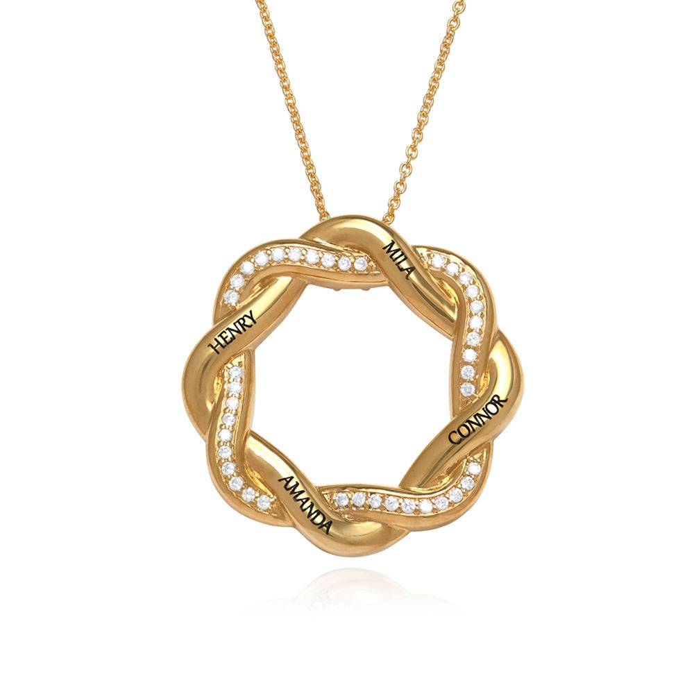 Custom Twist Flower Necklace with Zirconia in 18k Gold Plating-1 product photo