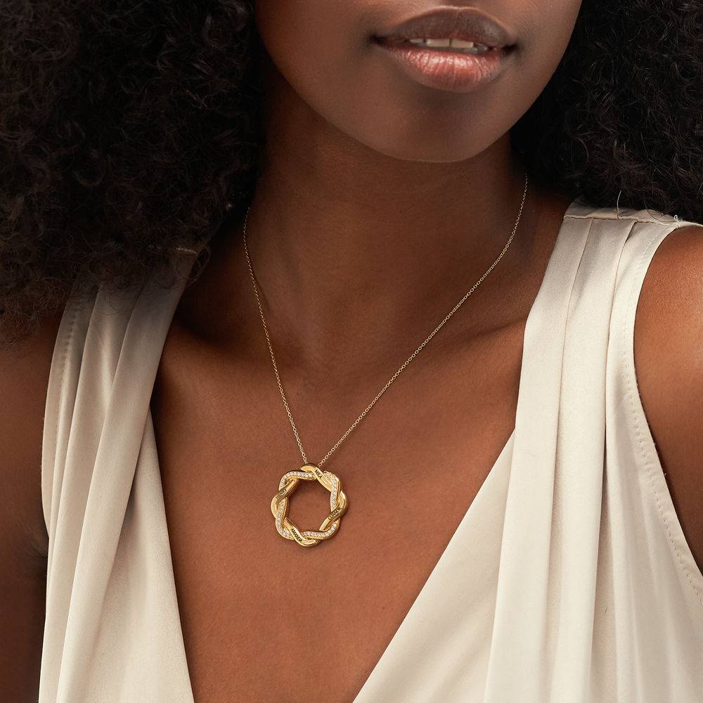 Custom Twist Flower Necklace with Zirconia in 18ct Gold Plating-2 product photo