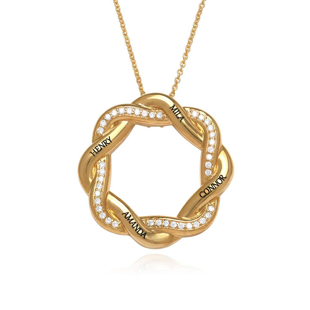 Custom Twist Flower Necklace with Zirconia in 18k Gold Vermeil-2 product photo