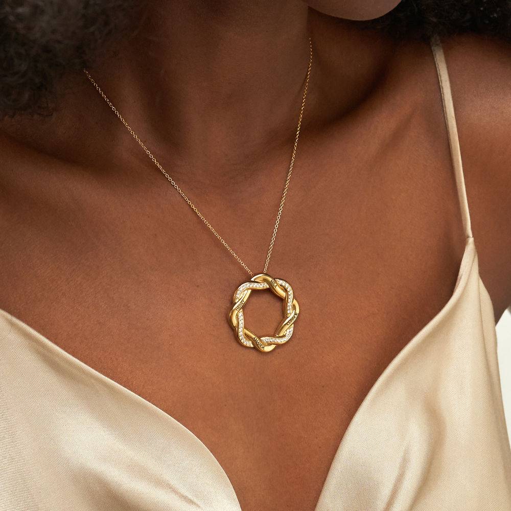 Custom Twist Flower Necklace with Zirconia in 18k Gold Vermeil-5 product photo