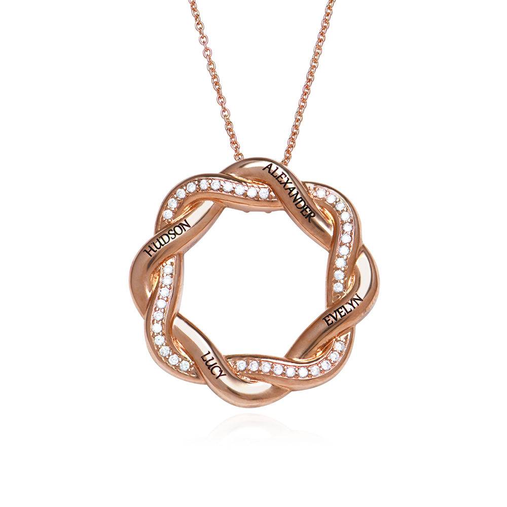 Custom Twist Flower Necklace with Zirconia in 18ct Rose Gold Plating-1 product photo