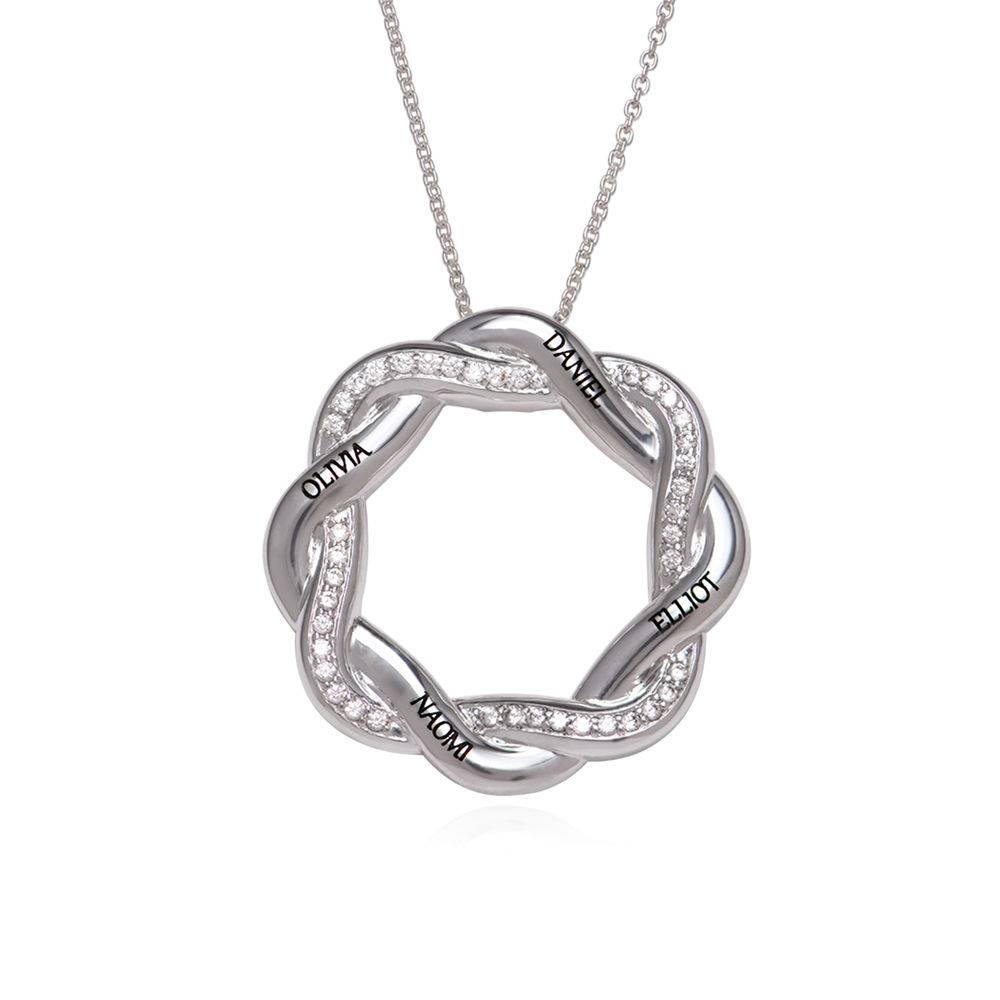 Custom Twist Flower Necklace with Zirconia in Sterling Silver-1 product photo