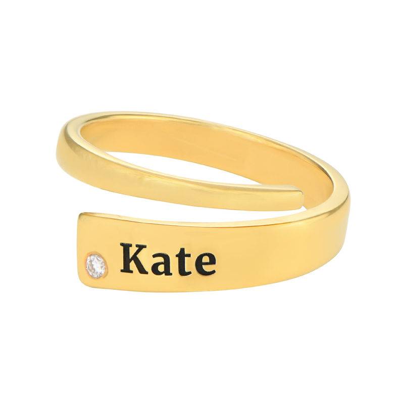 Custom Wrap Name Ring with Diamond in Gold Plating-1 product photo
