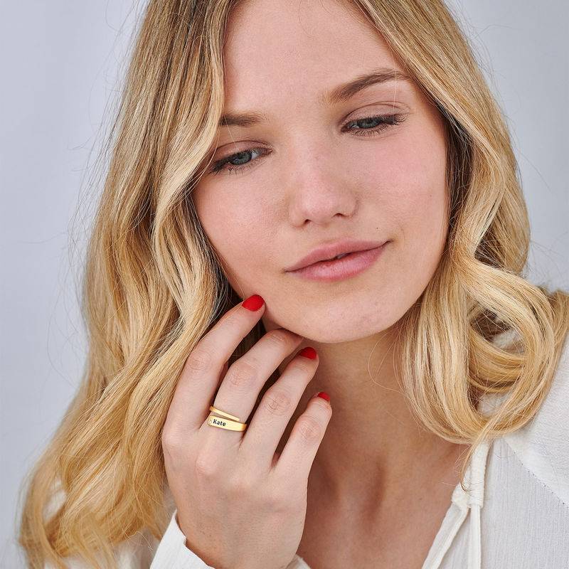 Anillo abierto personalizado con diamante chapado en oro Anillo abierto personalizado con diamante chapado en oro foto de producto