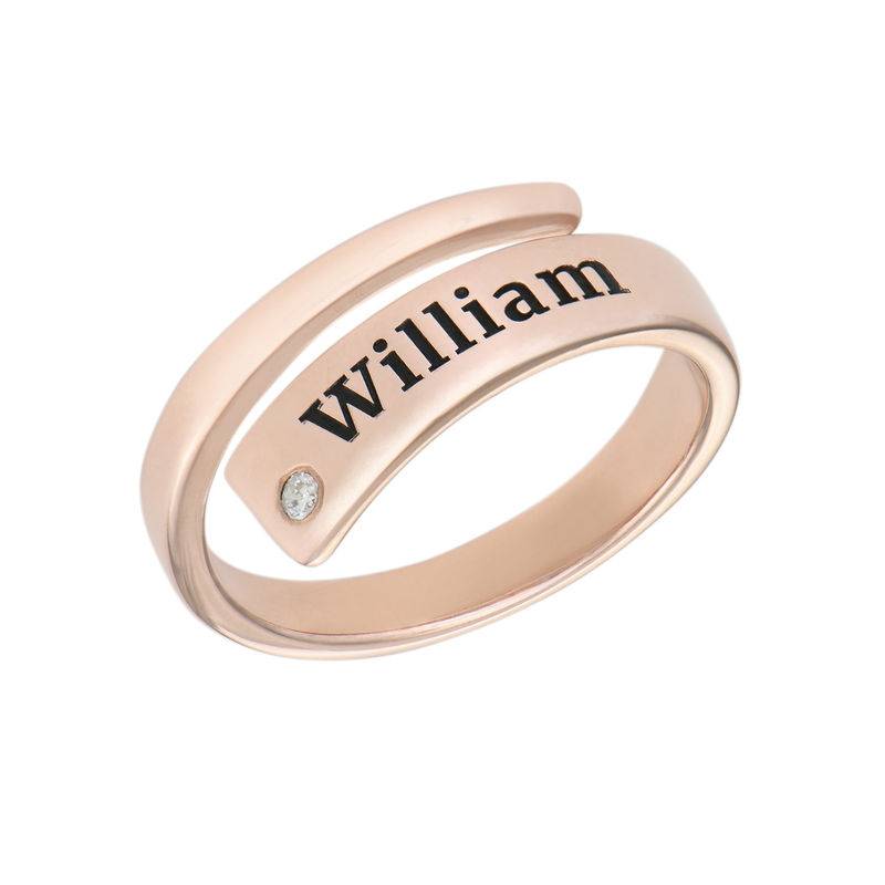 Custom Wrap Name Ring with Diamond in Rose Gold Plating-4 product photo