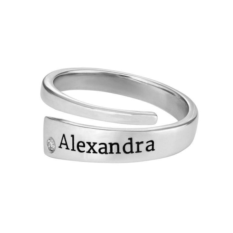 Custom Wrap Name Ring with Diamond in Silver-1 product photo