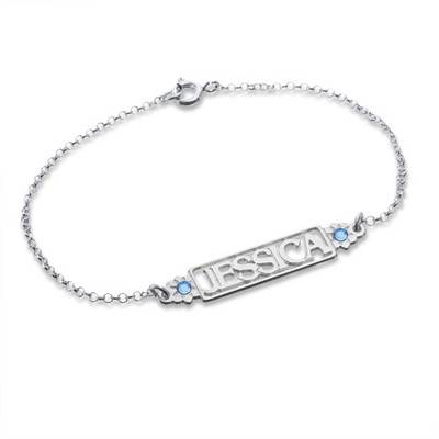 Birthstone Name Bracelet in Sterling Silver-1 product photo