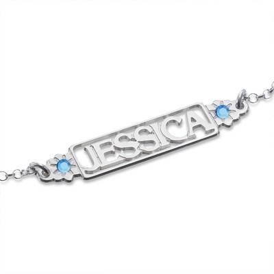 Cut Out Name Bracelet with Birthstones product photo