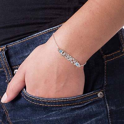 Birthstone Name Bracelet in Sterling Silver-3 product photo