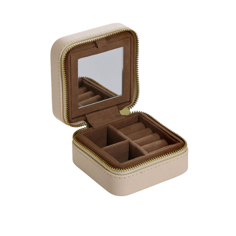 Dainty Jewelry Box in PU beige leather product photo