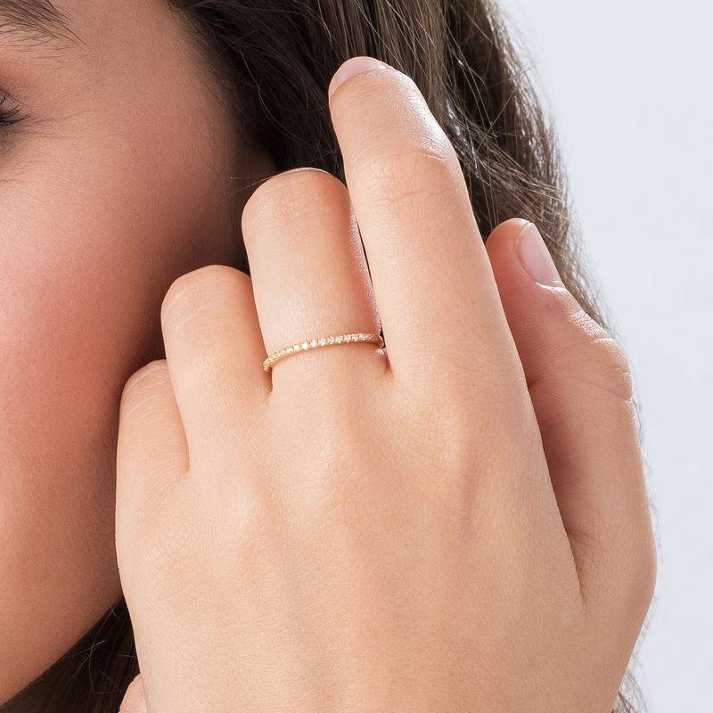Delicado anillo con circonia cúbica chapado en oro-3 foto de producto