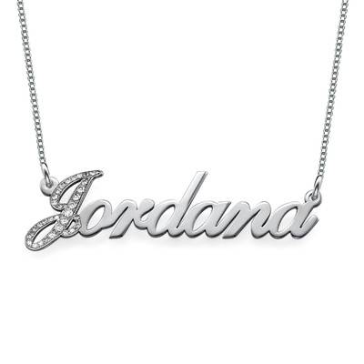 Capital Name Necklace with Diamond in 14ct White Gold product photo