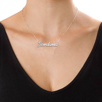 Diamond 1st Letter 14ct White Gold Name Necklace-1 product photo