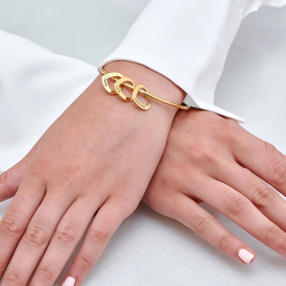 Hjerteformede charms til Bangle armbånd og Diamanthjerte charme i Guld Vermeil produkt billede