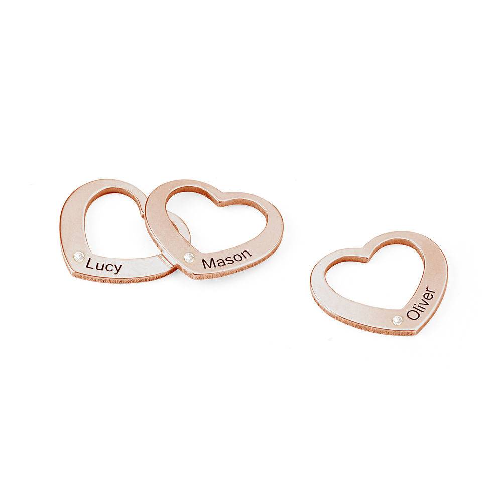 Diamond Heart Charm for Bangle Bracelet in Rose Gold Plating product photo