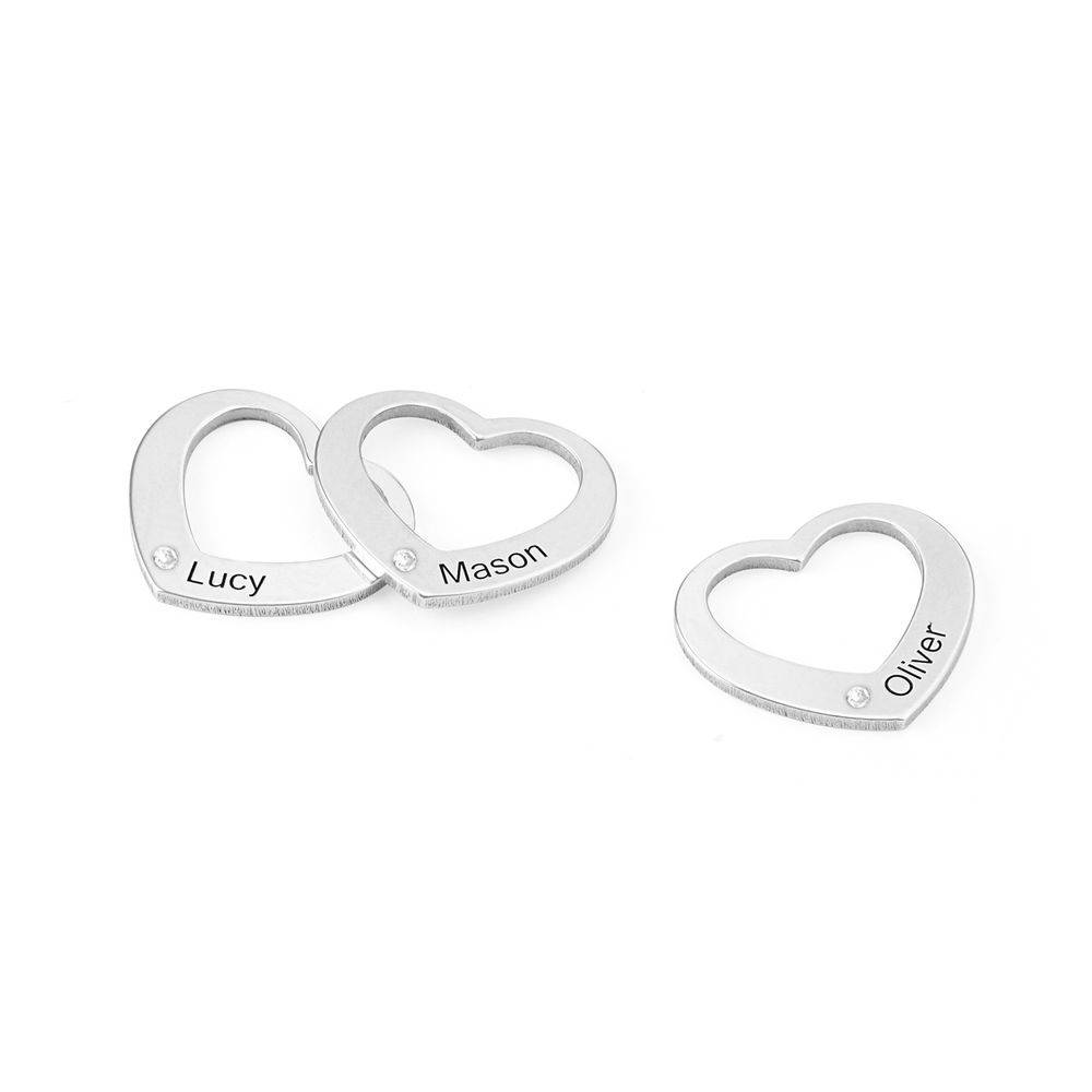 Diamond Heart Charm for Bangle Bracelet in Sterling Silver-2 product photo