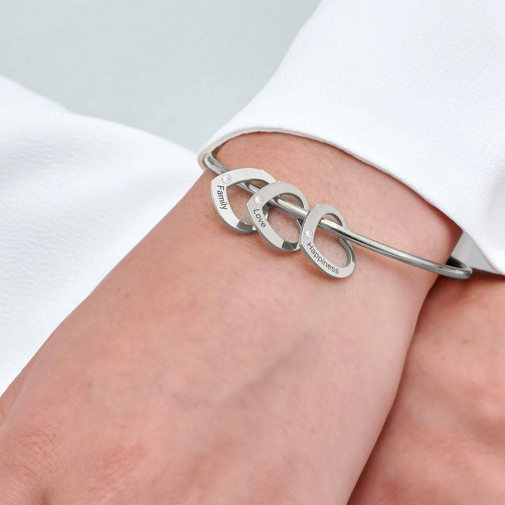 Diamond Heart Charm for Bangle Bracelet in Sterling Silver-1 product photo