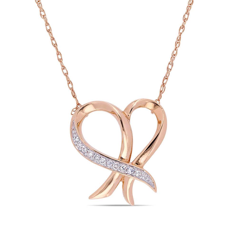 Diamond Heart Necklace Pendant in 10k Rose Gold-4 product photo