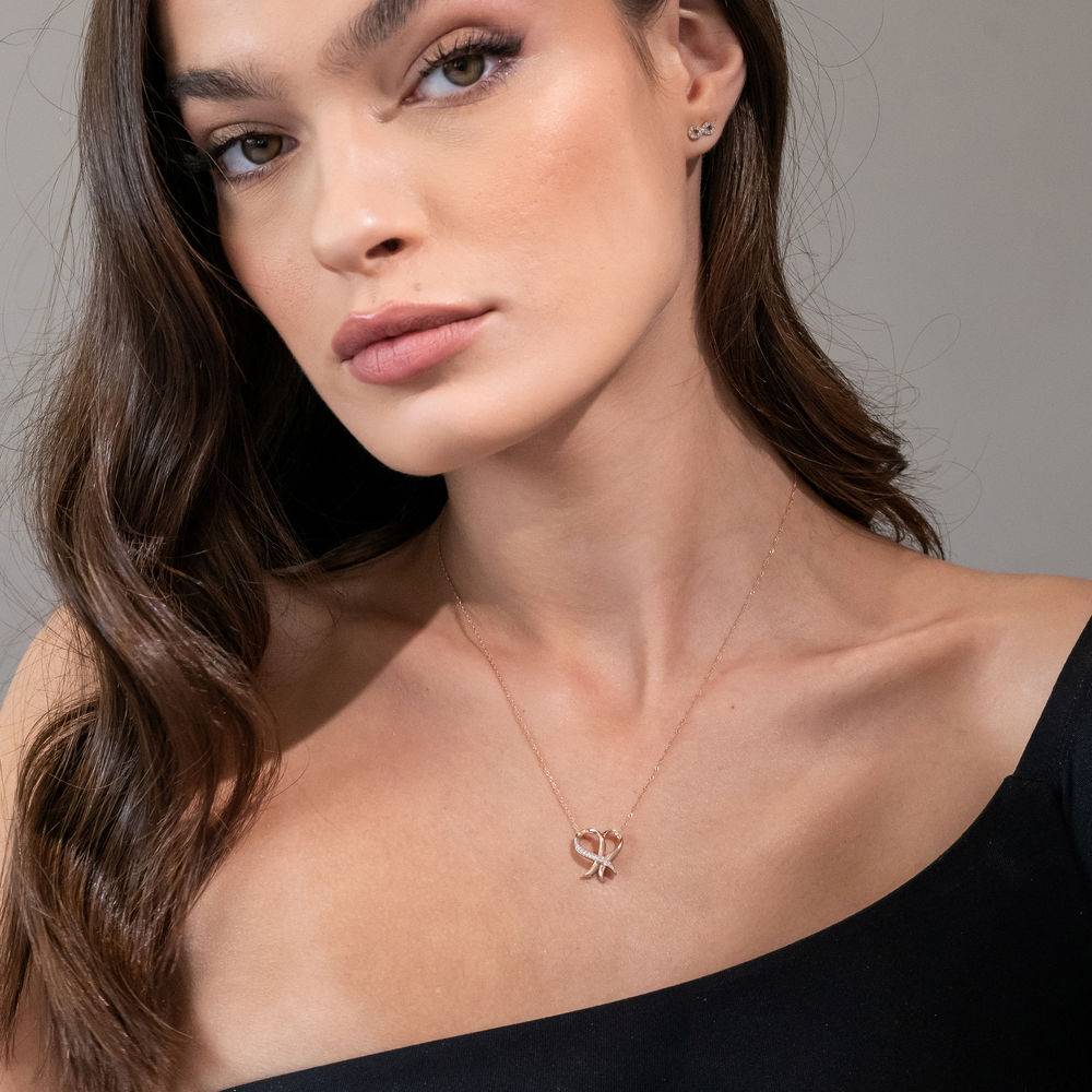 Diamond Heart Necklace Pendant in 10k Rose Gold-3 product photo