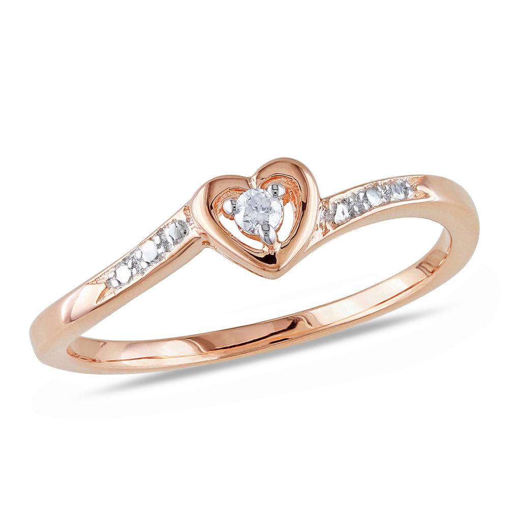 Diamond Heart Promise Ring in Rose Gold Plated Sterling Silver product photo