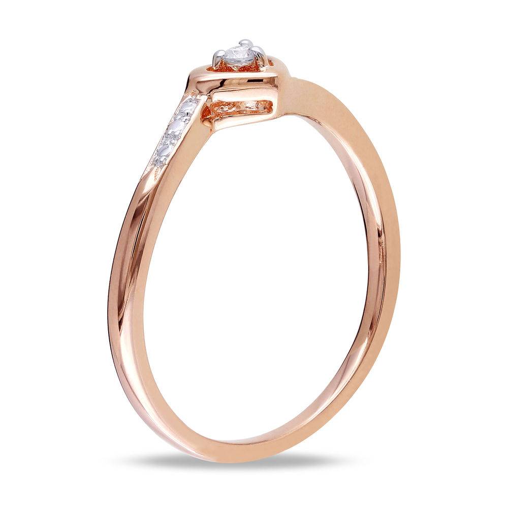 Diamond Heart Promise Ring in Rose Gold Plated Sterling Silver-3 product photo