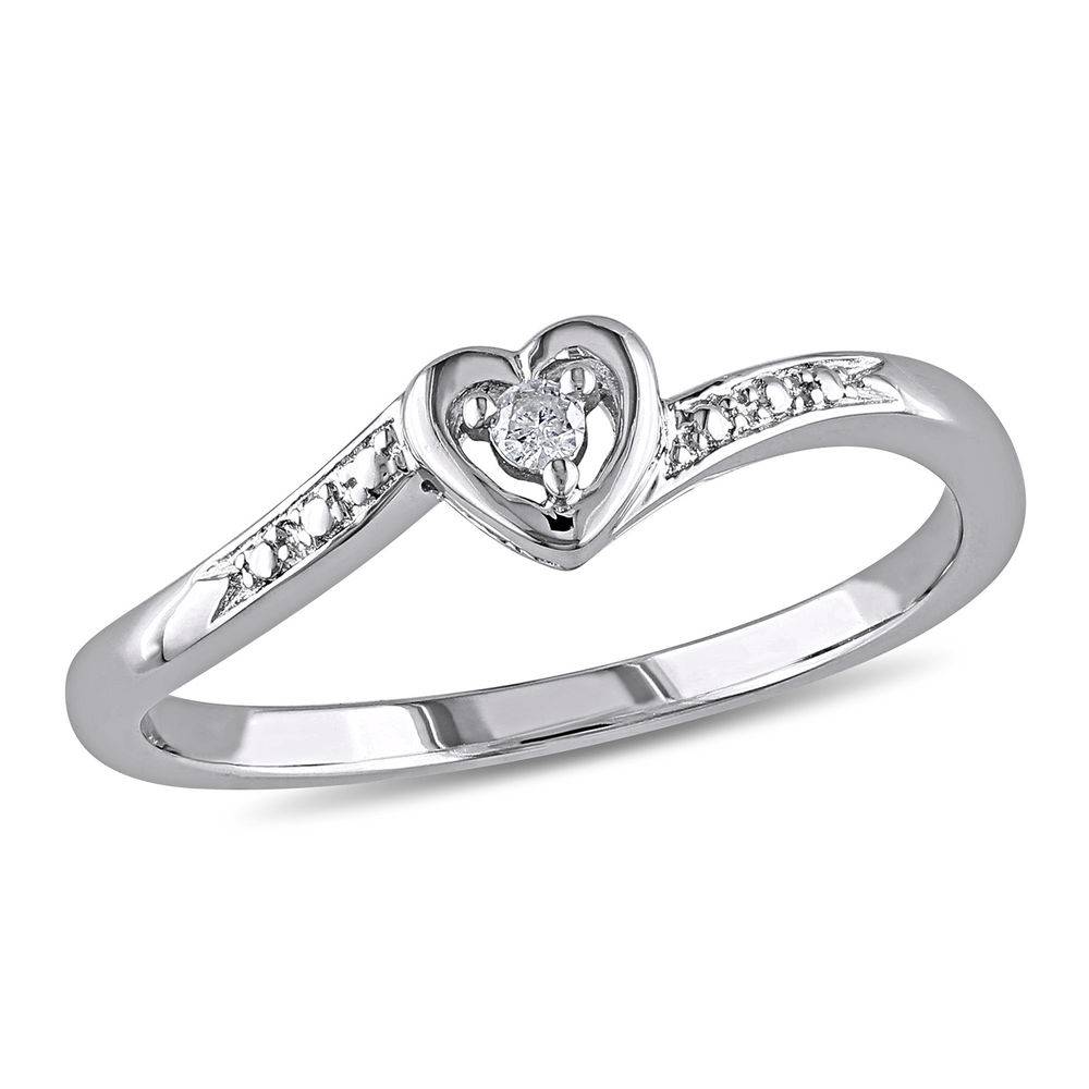 Diamond Heart Promise Ring in Sterling Silver product photo