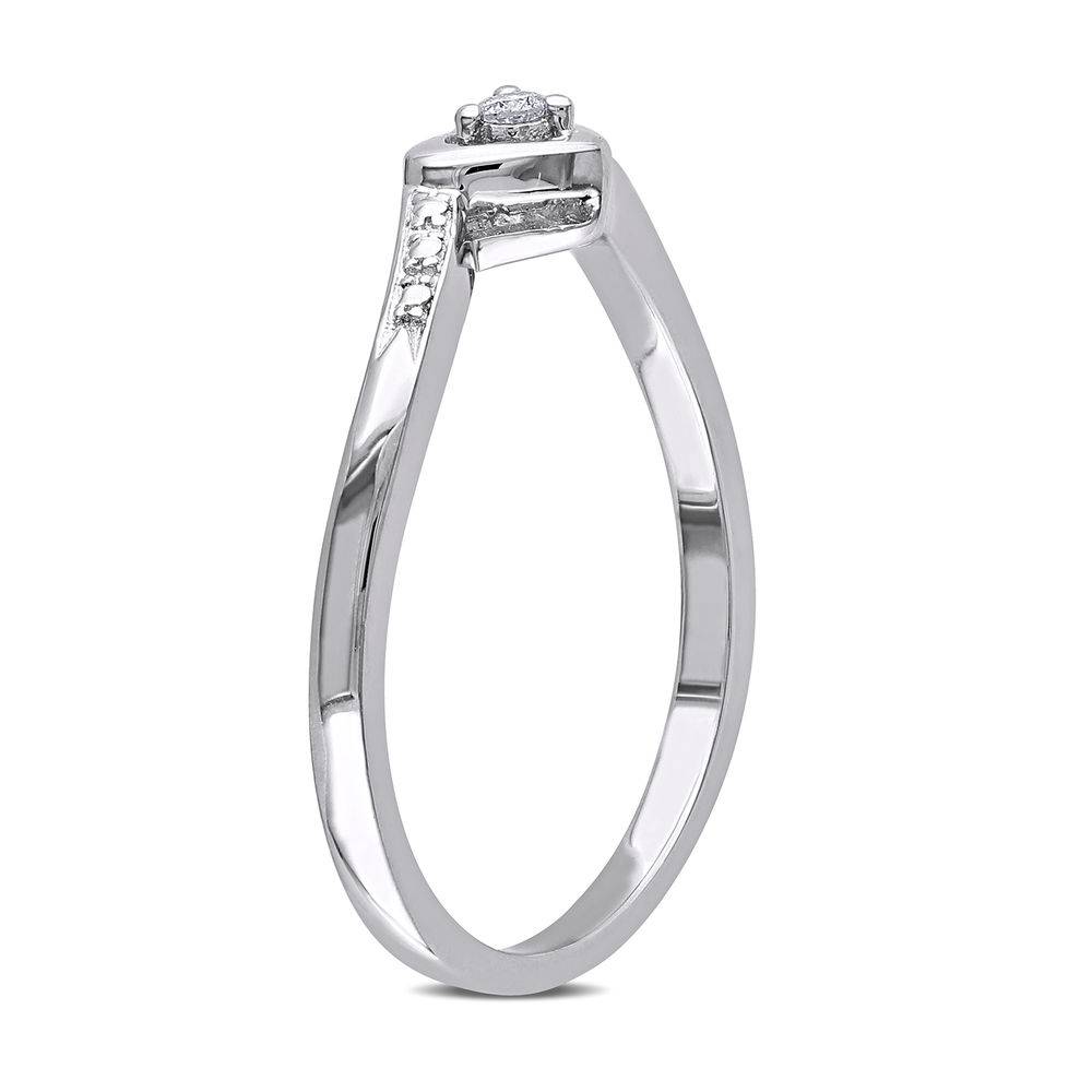 Diamond Heart Promise Ring in Sterling Silver-4 product photo